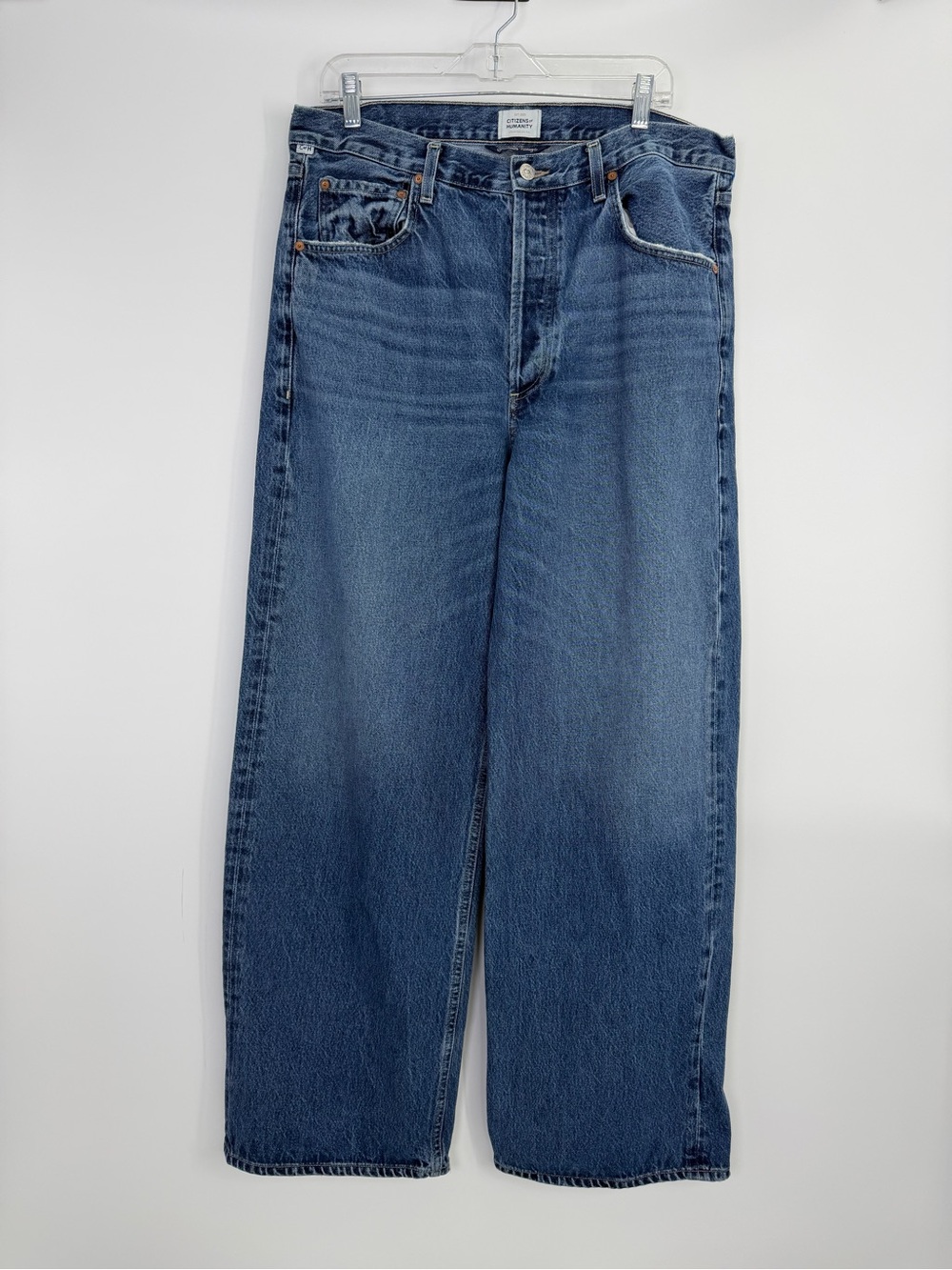 Citizens Of Humanity Women's Ayla Baggy Blue Button Fly Wide Leg Jeans Size 33